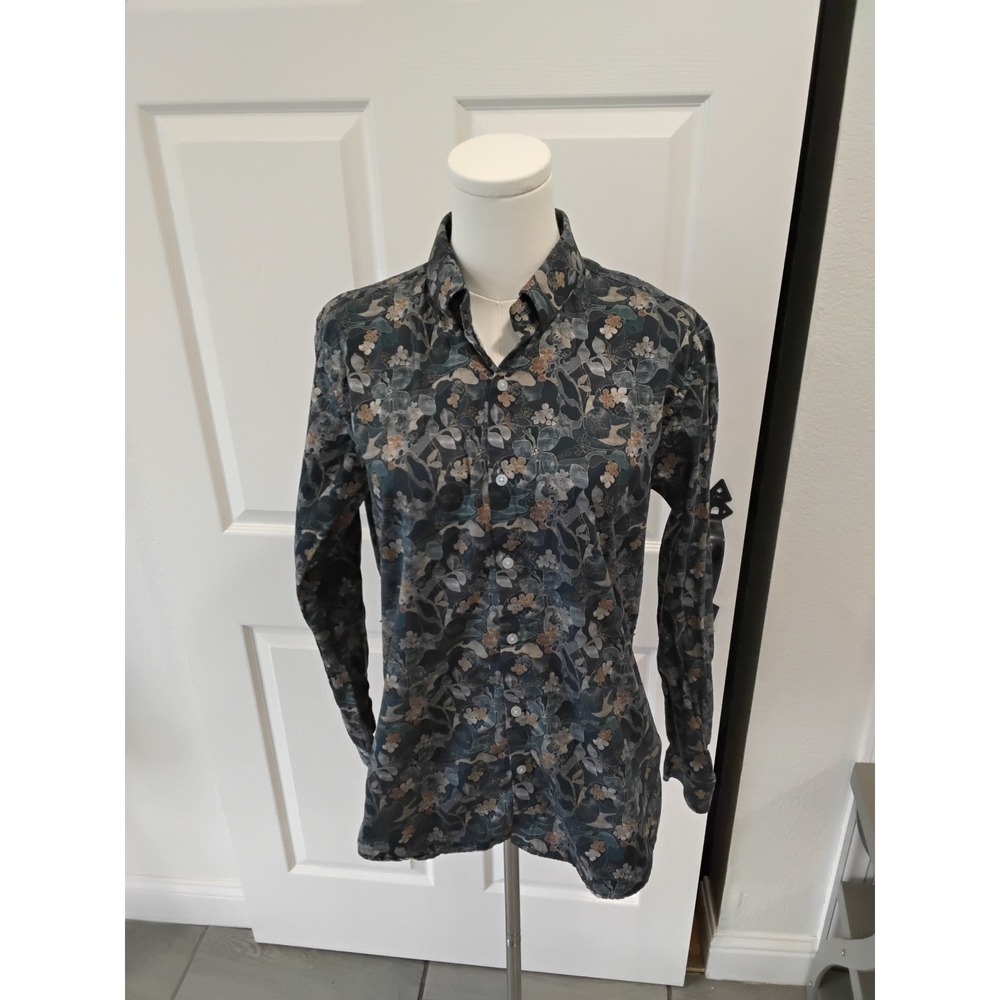 Funky Brand Floral‎ Print Button Down Shirt Long Sleeve Top Mens Size L